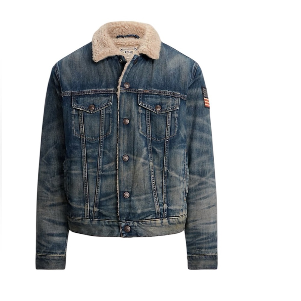 🆕 NWT Men’s Ralph Lauren Fleece Lined Denim Trucker Jacket - XL